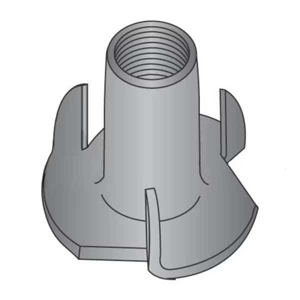 T-Nut, 3 Prongs, #8-32, Steel, Black Zinc, 1/4 in Barrel Ht, 2000 PK