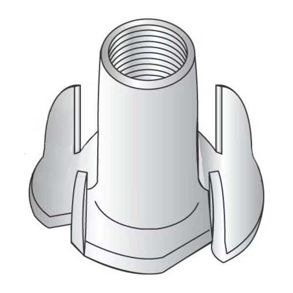 T-Nut, 4 Prongs, 1/4"-20, 18-8 Stainless Steel, 5/16 in Barrel Ht, 1000 PK