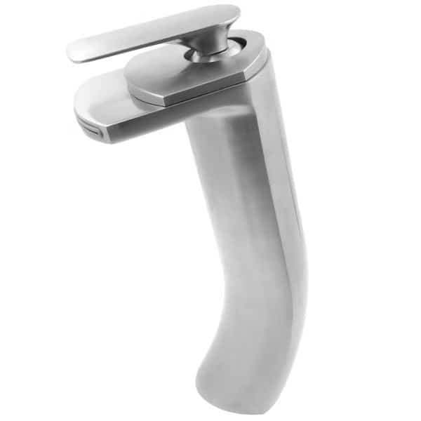 Novatto CASCADE Single Lever Waterfall Vessel Faucet, PVD Brushed Nickel