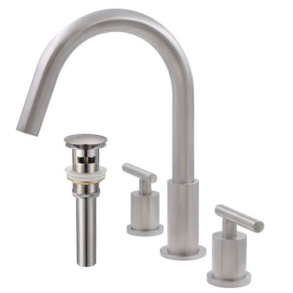 WALTZ Widespread 2-Handle Lavatory Faucet in Brushed Nickel with Drain