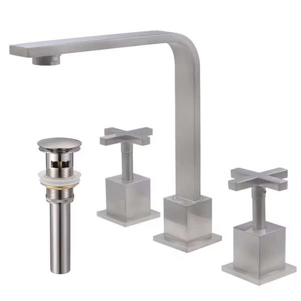 MULD Widespread 2-Handle Lavatory Faucet in Brushed Nickel with Drain