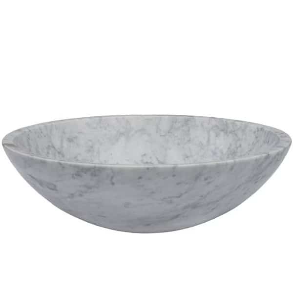 Carrera White Marble Vessel Sink and Matte Black Umbrella Drain