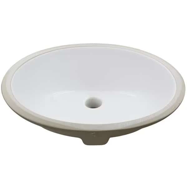 Oval Undermount White Porcleain Sink with Overflow, 19.5" x 16"