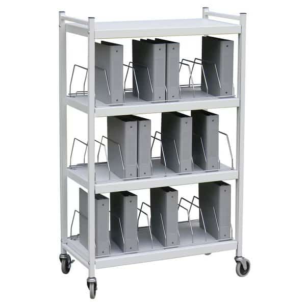 Std Vertical Open Chart Rack 4 Shelves 30 Binder Capacity in Light Gra