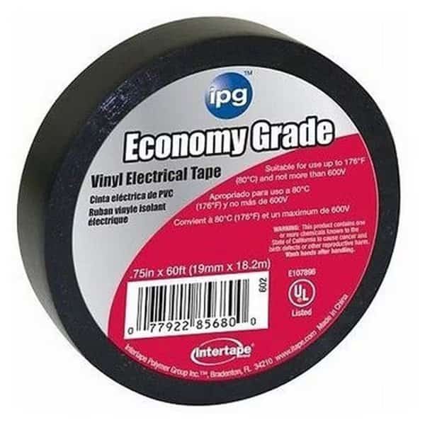 .75" x 60' Black Electrical Tape Economy Grade