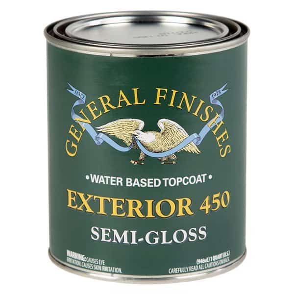 1 Qt Clear Exterior 450 Topcoat Water-Based Topcoat, Semi-Gloss