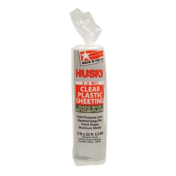 10' x 25' Clear Husky 3.5-Mil Low Density Plastic Sheeting