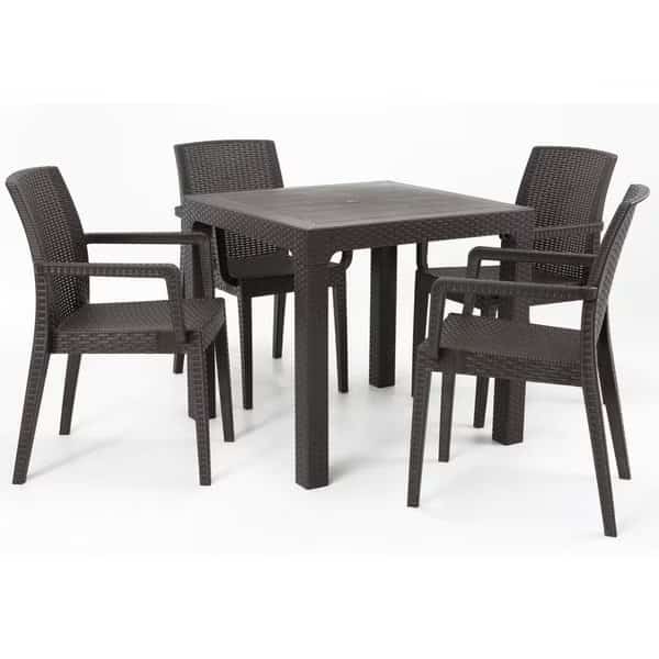 Siena 5-Piece Dining Set-Brown