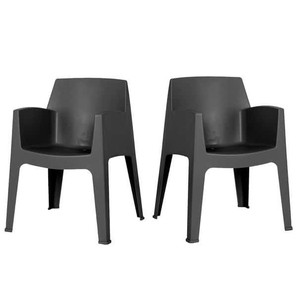 Stone Set of 4 Stackable Armchair-Anthracite