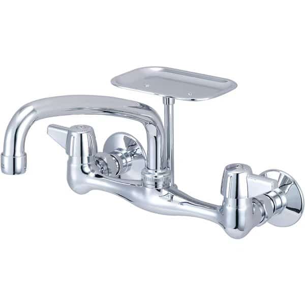 Two Handle Wallmount Kitchen Faucet, NPT, Wallmount, Polished Chrome, Weight: 4.3