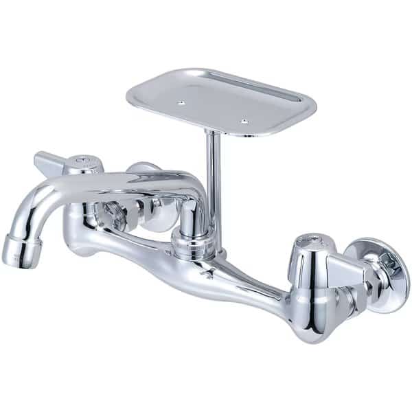 Two Handle Wallmount Kitchen Faucet, NPT, Wallmount, Polished Chrome, Connection Size: 1/2"