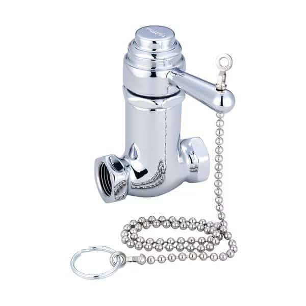 Self-Close Shower Straight Stop, NPT, Polished Chrome, Weight: 1.8