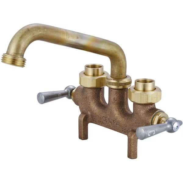 Two Handle Laundry Faucet, IP, Cooper Sweat, Centerset, Rough Brass