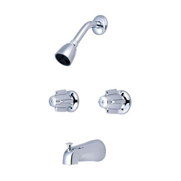 Two Handle Tub and Shower Set, Polished Chrome, Wall