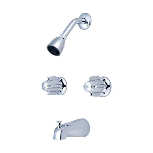 Two Handle Tub and Shower Set, Polished Chrome, Wall