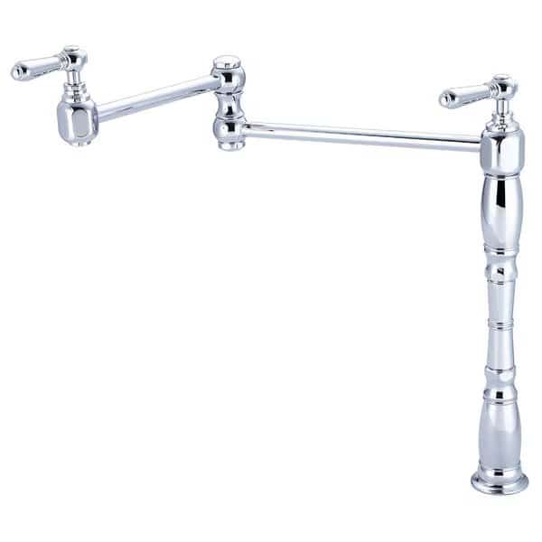 Deck Mount Pot Filler, Compression Hose, Potfiller, Polished Chrome
