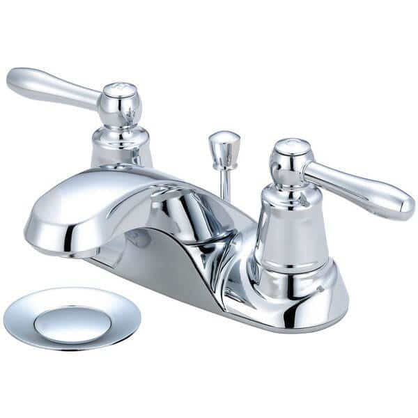 Two Handle Bathroom Faucet, NPSM, Centerset, Polished Chrome, Overall Width: 10"