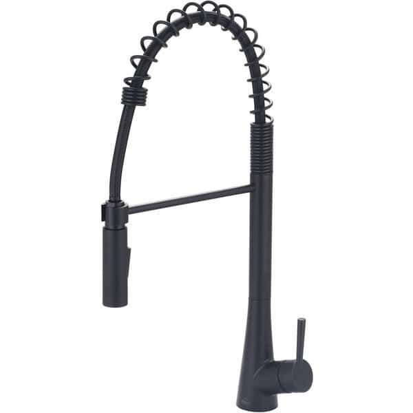 Single Handle Pre-Rinse Spring Pull-Down Kitchen Faucet in Matte Black