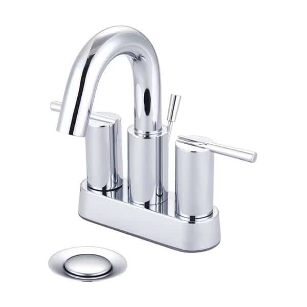 Two Handle Lavatory Faucet, NPSM, Centerset, Polished Chrome, Number of Holes: 3 Hole