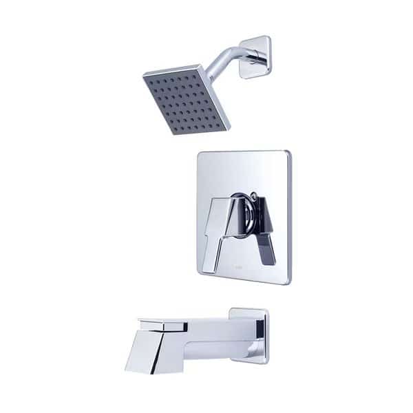 Single Handle Tub/Shower Trim Set, Wallmount, Polished Chrome, Handle Style: Lever