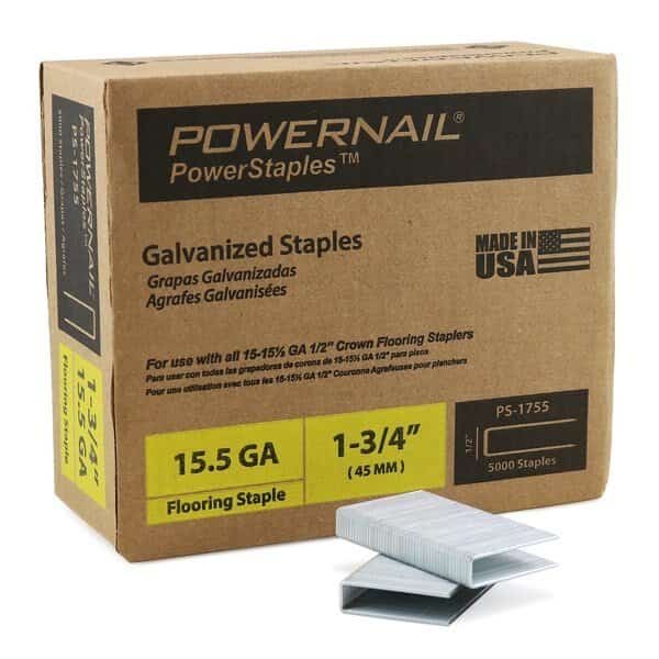 Flooring Staples, 15.5 ga, 1-3/4 in Leg L, Steel, 5000 PK