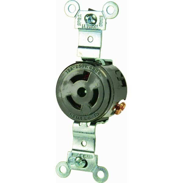 Locking Receptacle, L6-15R, 15 A, 250V AC, 2 Pole