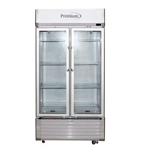 Premium Levella 16 cu. ft. Commercial Display Refrigerator Two Glass Door Merchandiser in Silver