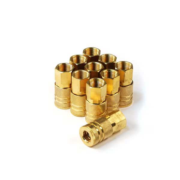 6-Ball Industrial Brass Coupler 1/4"x3/8" F NPT, 10PCS