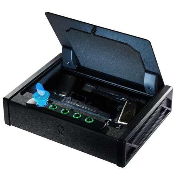 Pistol Safe, Biometric Lock, 14 lbs, .5 cu ft, Up to 4 Pistols
