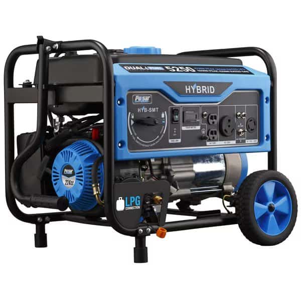 Portable Generator, Gasoline/Liquid Propane, 4,750 W Rated, 5,250 W/4,250 W Surge, Recoil Start