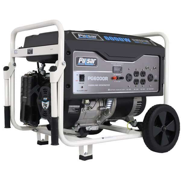 Portable Generator, Gasoline, 5,000 W Rated, 6,000 W Surge, Recoil Start, 120/240V AC, 50 A