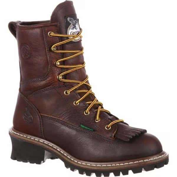 Men's Waterproof Logger Boot, 9 W, Leather, 8 in Height, Chocolate