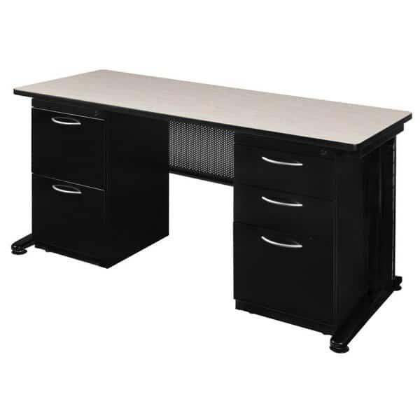 Pedestal Desk Desks > Pedestal Desks > Fusion Double Pedestal Desks, 24 D X 29 H, 72 W X Wood|Metal