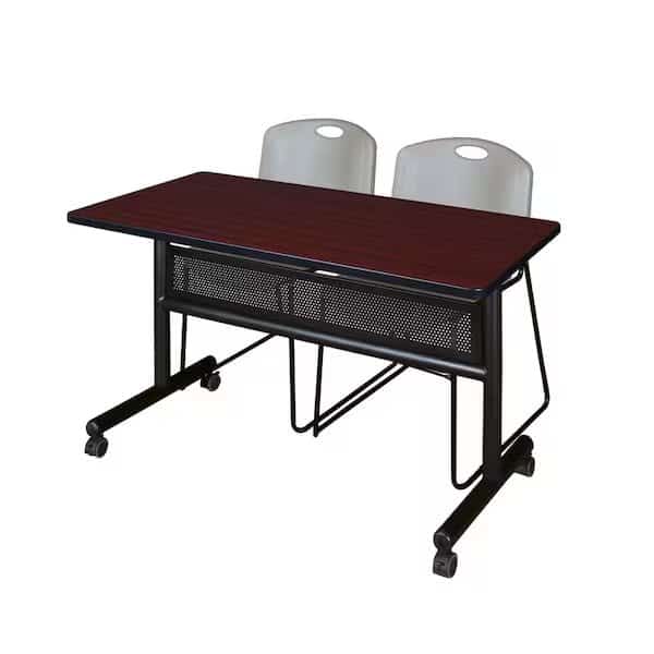 Rectangle FlipTop Table, 48" W, 29" H, Laminate Top, Mahogany