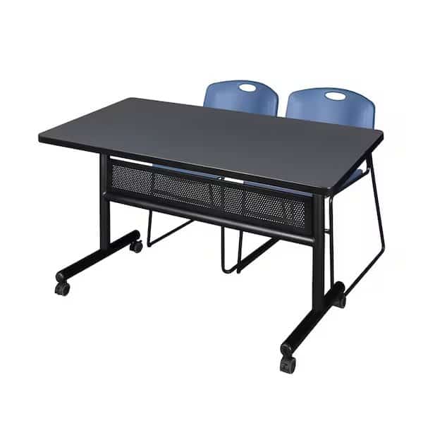 FlipTop Table,2 Zeng Stack Chairs,48x30", Mfr#: MKFTM4830GY44BE, KOBE