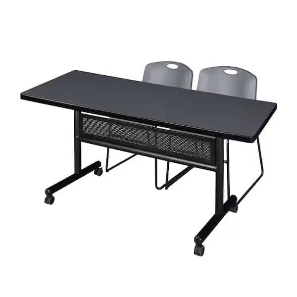 FlipTop Table,2 Zeng Stack Chairs,60x30", Mfr#: MKFTM6030GY44GY, KOBE