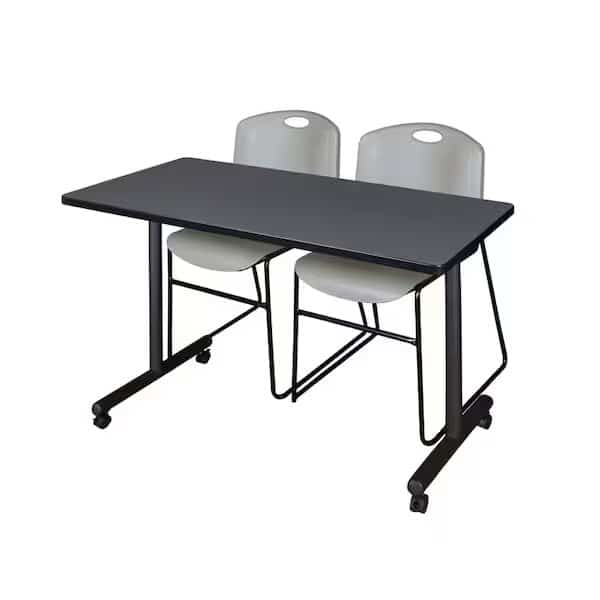 Rectangle Tables > Training Tables > Kobe Mobile Table & Chair Sets, 48 W, 24 L, 29 H, Grey