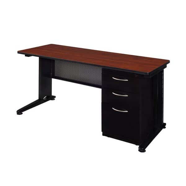 Pedestal Desk Desks > Pedestal Desks > Fusion Single Pedestal Desks, 24 D X 29 H, 60 W X Wood|Metal