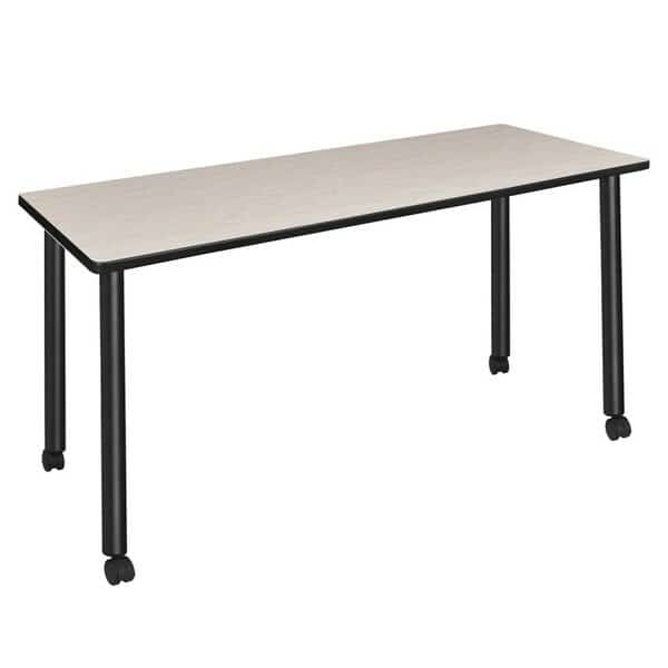 Kee Mobile Tables, 60 W, 24 L, 29 H, Wood, Metal Top, Maple