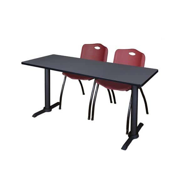 Rectangle Tables > Training Tables > Cain Training Table & Chair Sets, 72 W, 24 L, 29 H, Grey