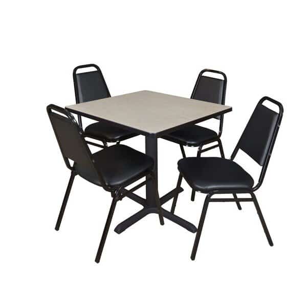 Square Tables > Breakroom Tables > Cain Square Table & Chair Sets, Wood|Metal|Vinyl Top, Maple
