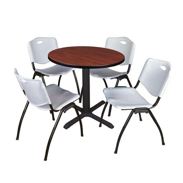 Round Tables > Breakroom Tables > Cain Round Table & Chair Sets, 30 W, 30 L, 29 H, Cherry, CAIN, Mfr# TB30RNDCH47GY