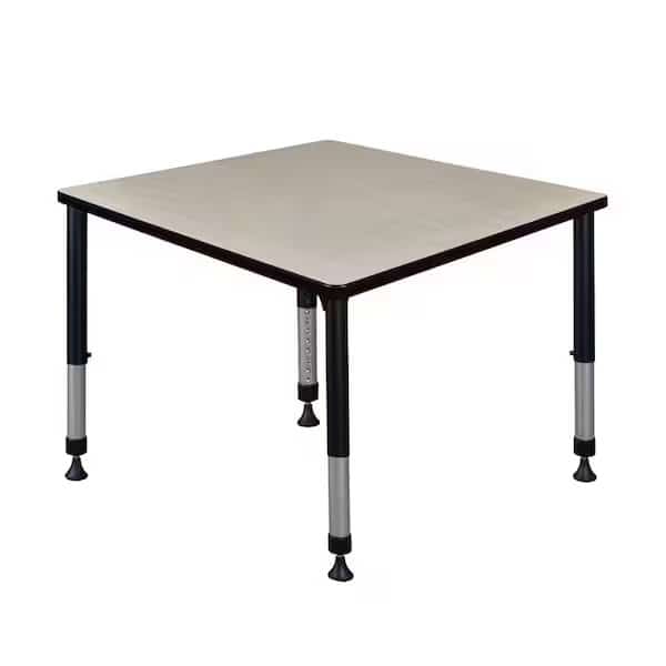 Square Tables > Height Adjustable > Square Classroom Tables, 36 W, 36 L, 23-34 H, Wood|Metal, Maple