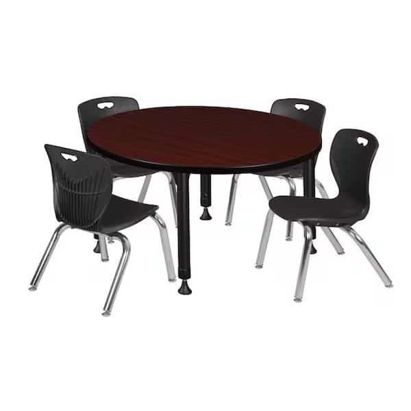 Tables > Height Adjustable > Round Table & Chair Sets, 36 W, 36 L, 23-34 H, Mahogany
