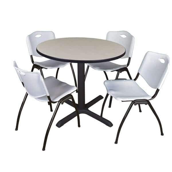 Round Tables > Breakroom Tables > Cain Round Table & Chair Sets, Wood|Metal|Plastic Top, Maple