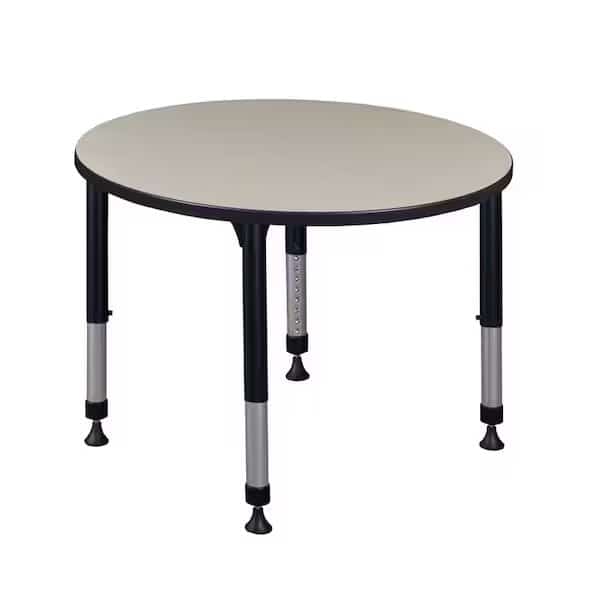 Tables > Height Adjustable > Round Classroom Tables, 36 W, 36 L, 23-34 H, Wood|Metal, Maple