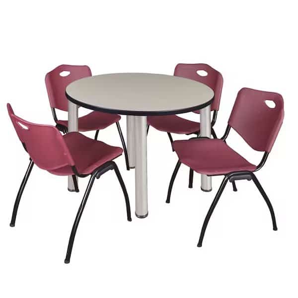 Round Tables > Breakroom Tables > Kee Round Table & Chair Sets, 42 W, 42 L, 29 H, Maple, Kee, Mfr#: TB42RNDPLBPCM47BY