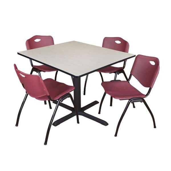 Square Tables > Breakroom Tables > Cain Square Table & Chair Sets, Wood|Metal|Plastic Top, Maple