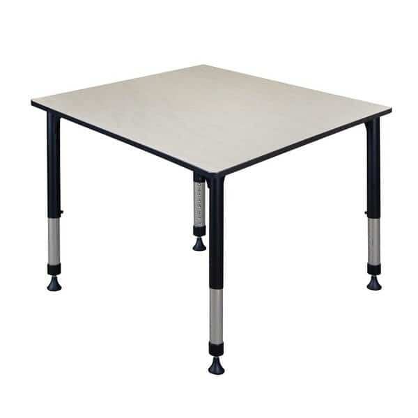 Square Tables > Height Adjustable > Square Classroom Tables, 48 W, 48 L, 23-34 H, Wood|Metal, Maple