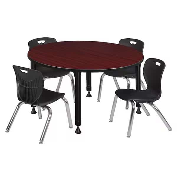 Tables > Height Adjustable > Round Table & Chair Sets, 48 W, 48 L, 23-34 H, Mahogany